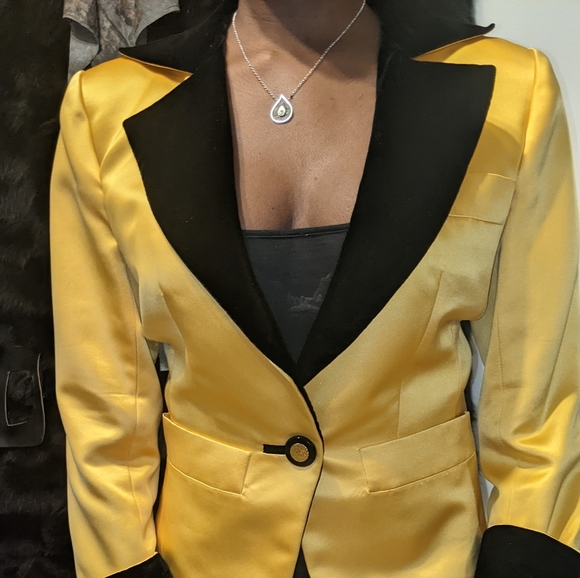 YSL Saint Laurent Rive Gauche Yellow Silk Sz S - Picture 14 of 15